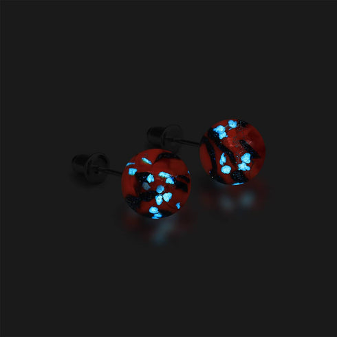 Boucles d'oreilles à tige en verre Firefly | Argent sterling 925 | Braise rougeoyante